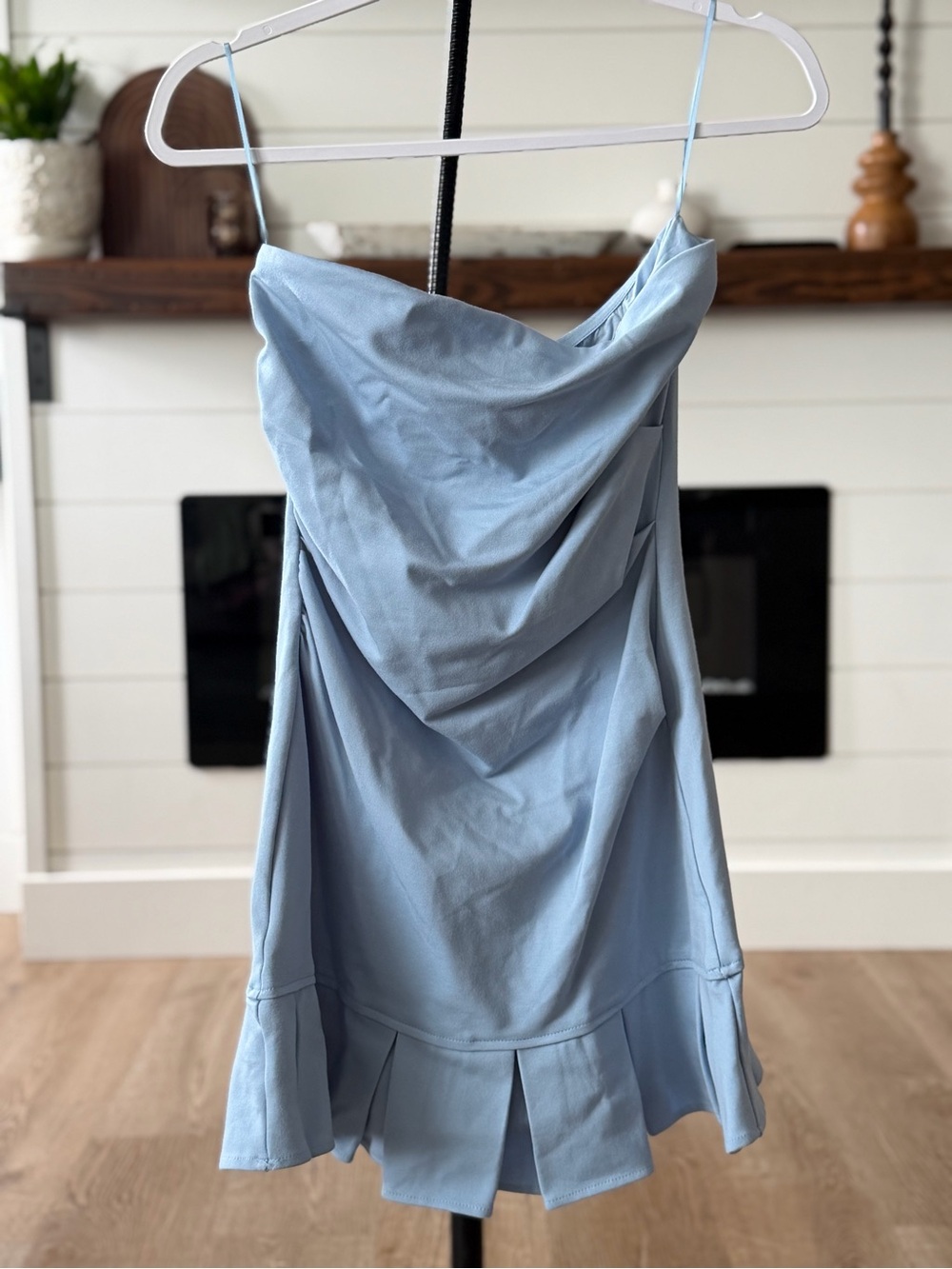 Altar'd State Powder Blue Cowl Neck Mini Dress